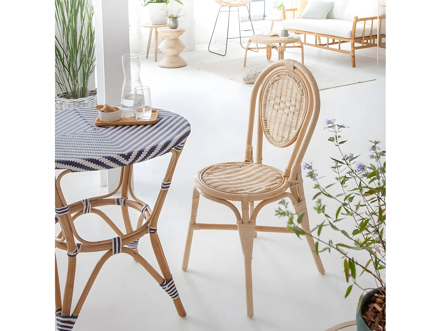 Chaise en rotin bistrot Nohan (lot de 2)