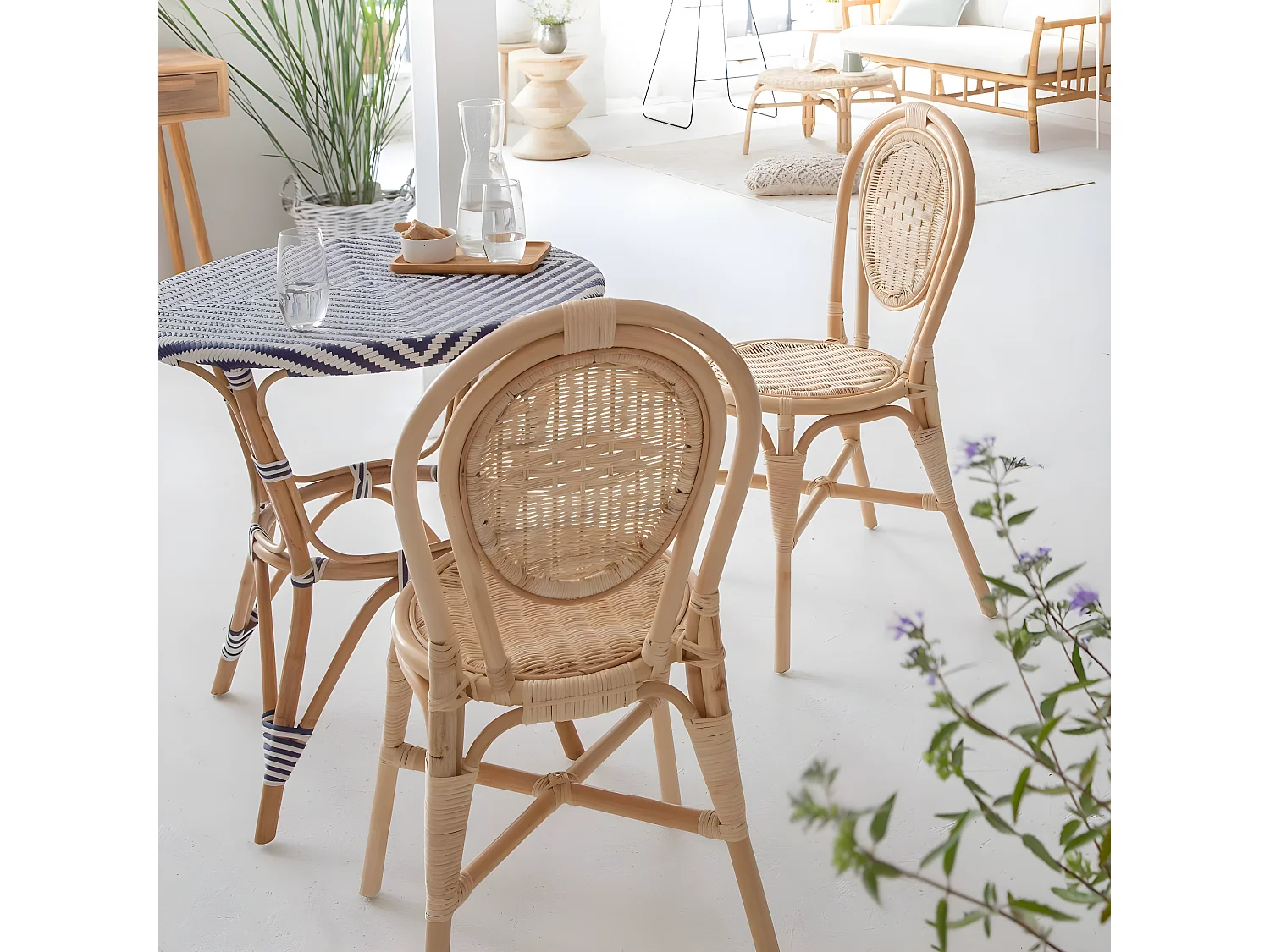 Chaise en rotin bistrot Nohan (lot de 2)