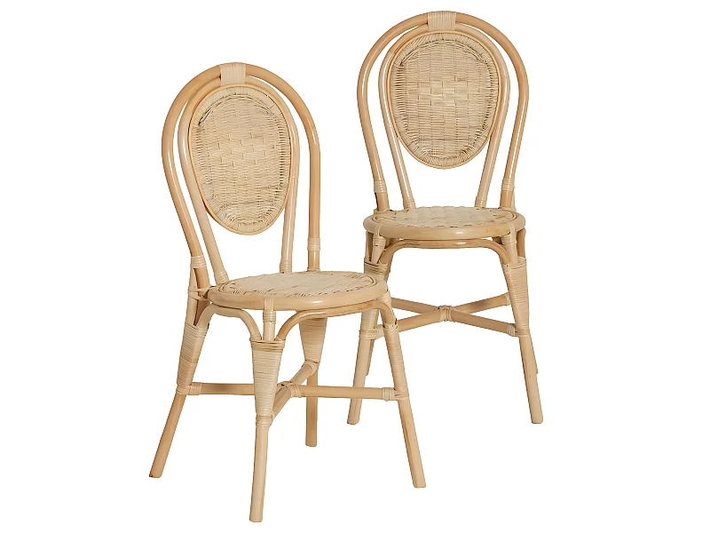 Chaise en rotin bistrot Nohan (lot de 2)