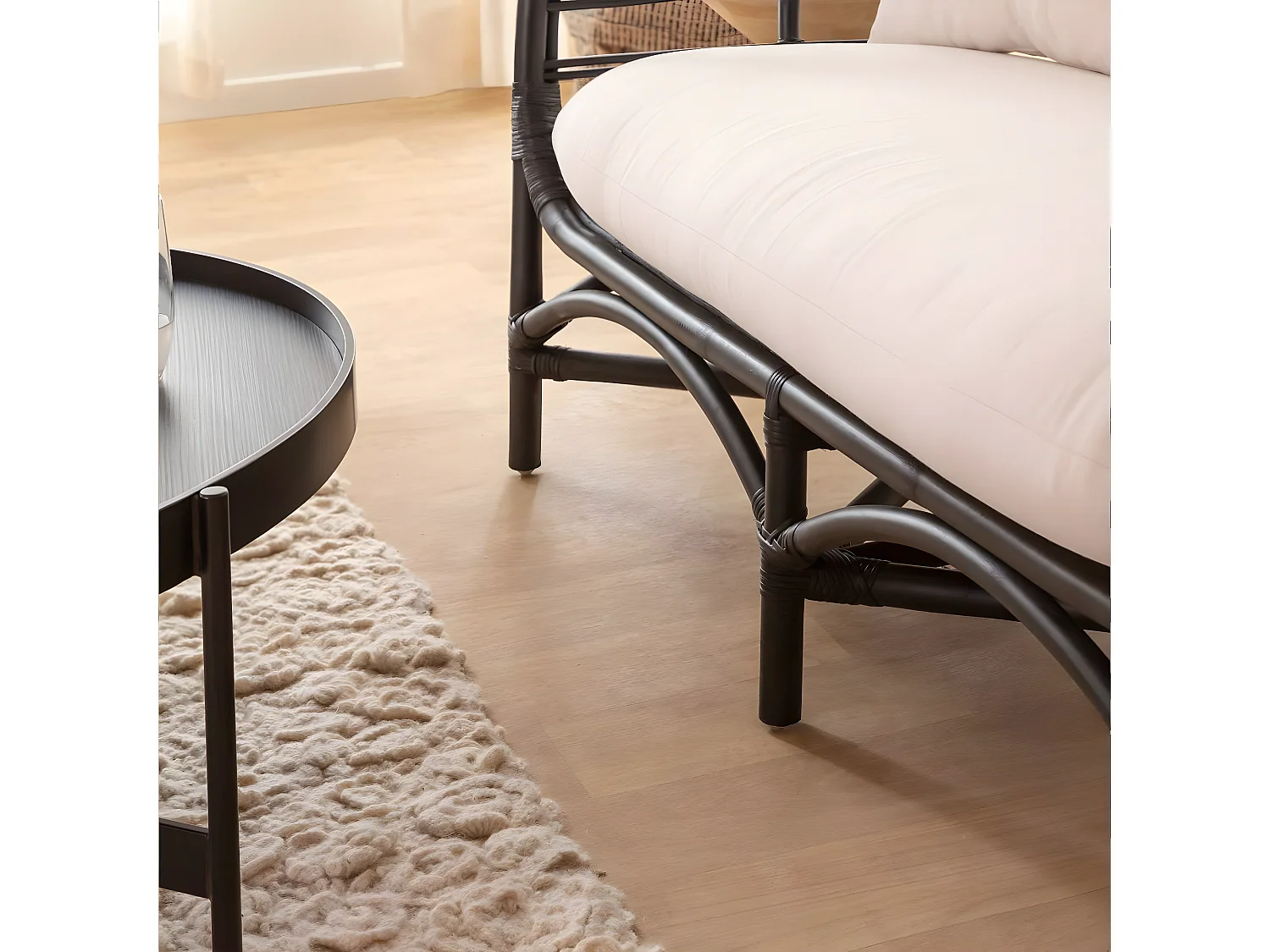 Canapé en rotin noir 2 places Anissa