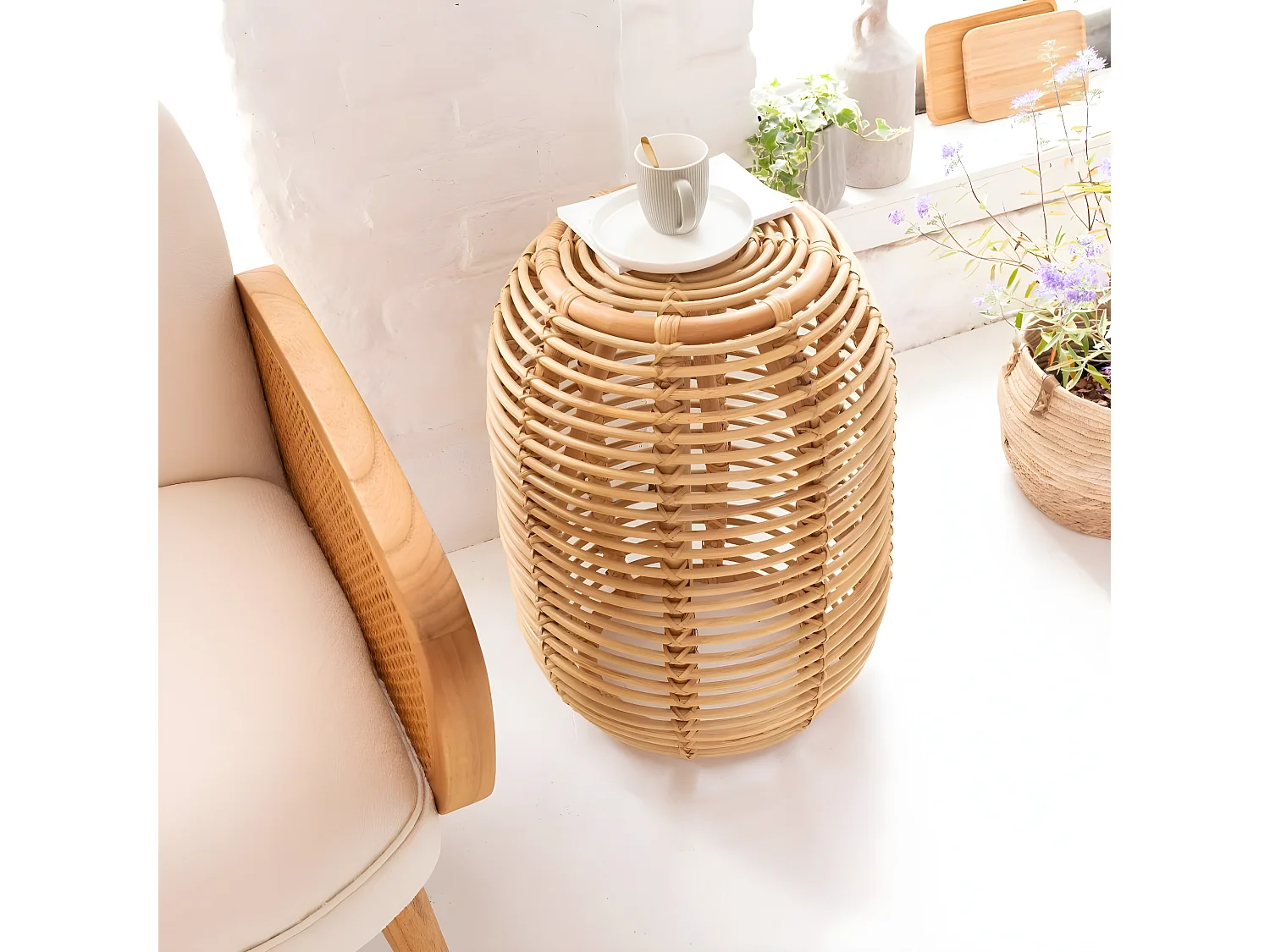 Bout de canapé en rotin Rattan