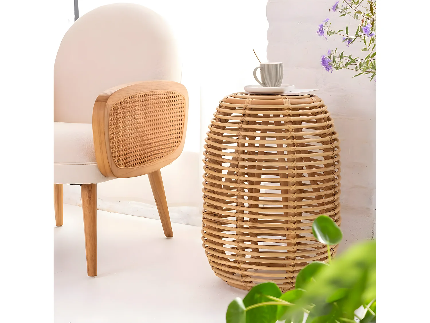 Bout de canapé en rotin Rattan