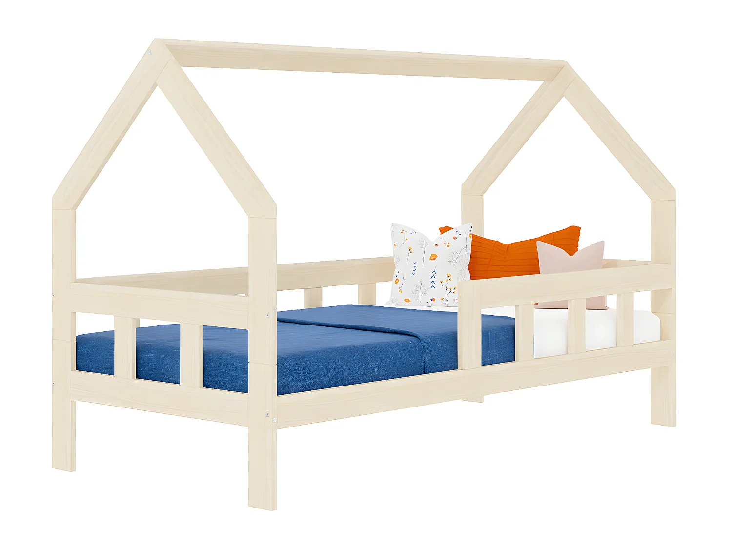 Lit cabane 90x190 sommier inclus Fence - Bois