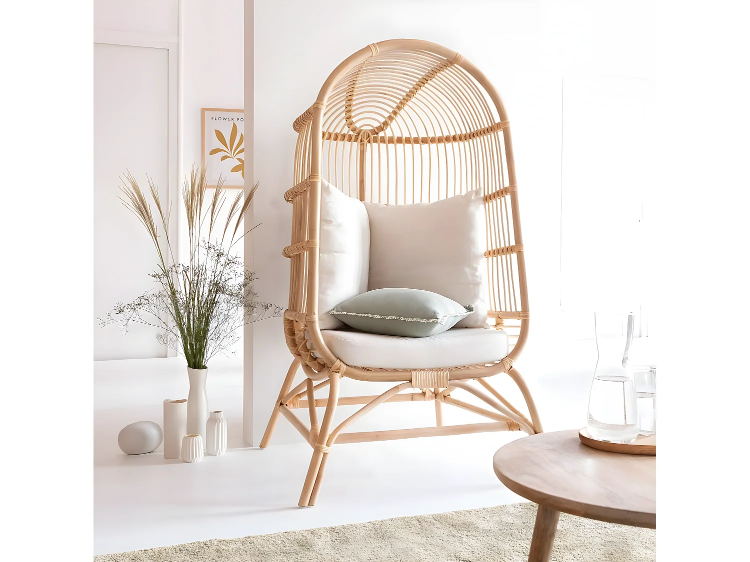 Fauteuil confort haut en rotin Rattan