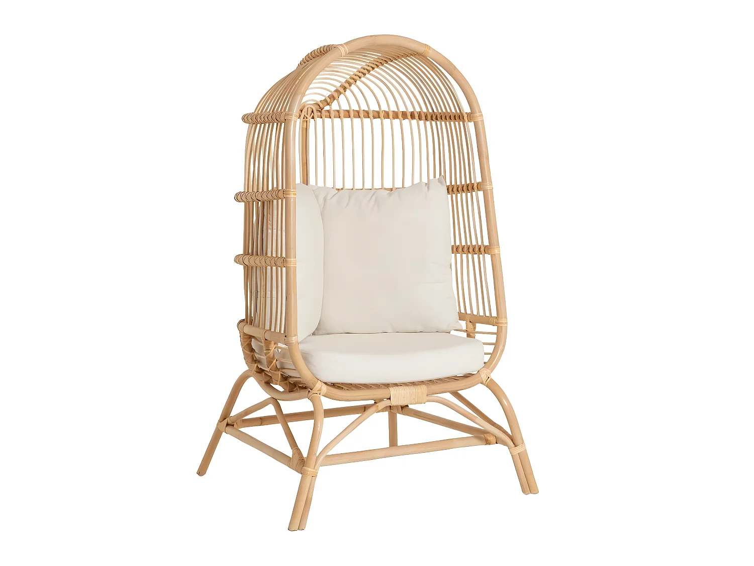 Sillón alto de ratán Malia con almacenamiento integrado