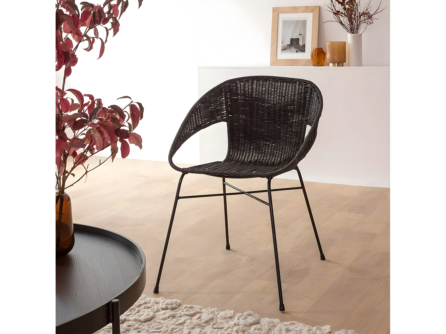 Chaise en rotin et en métal Aurélien