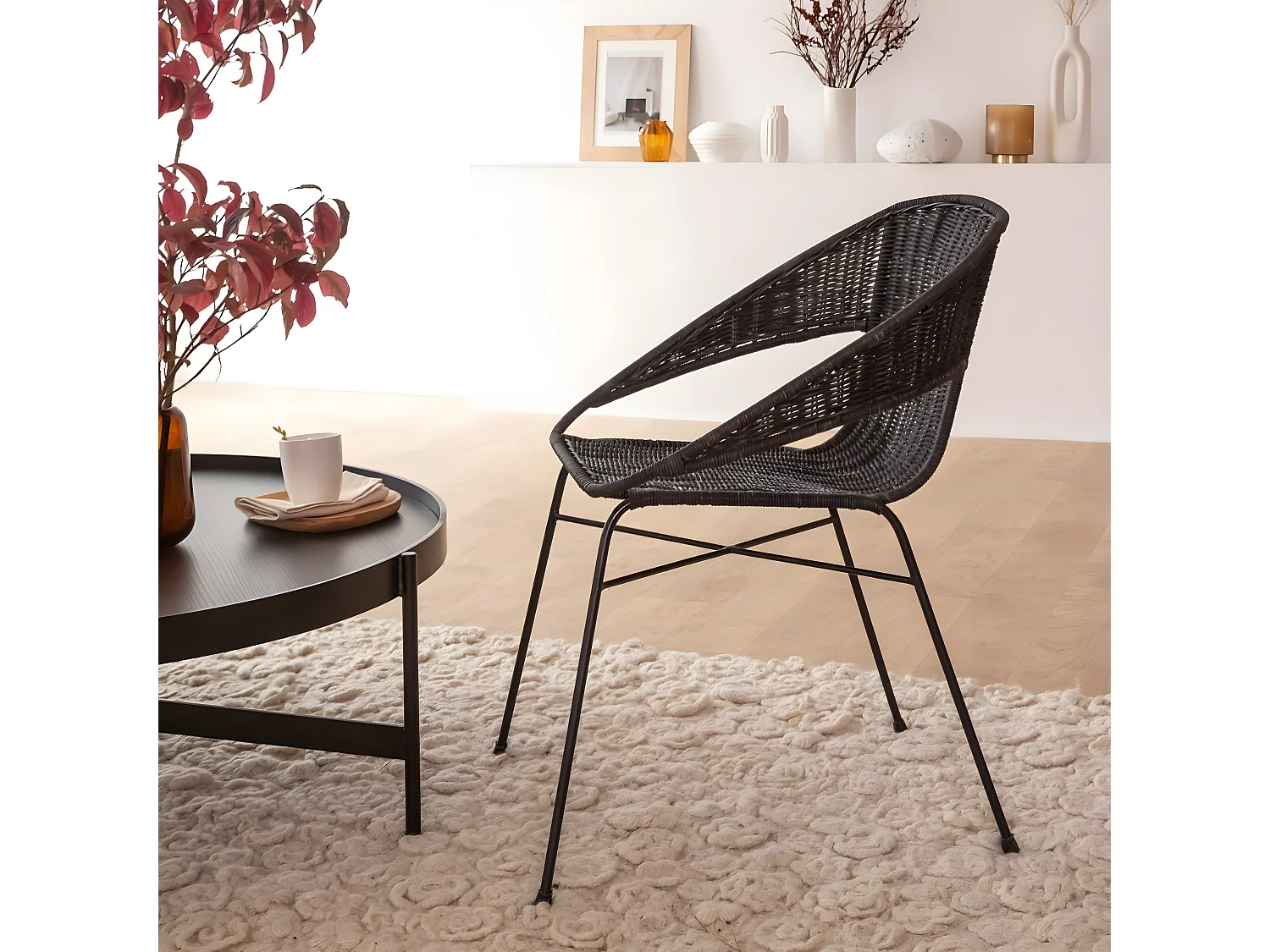 Chaise en rotin et en métal Aurélien