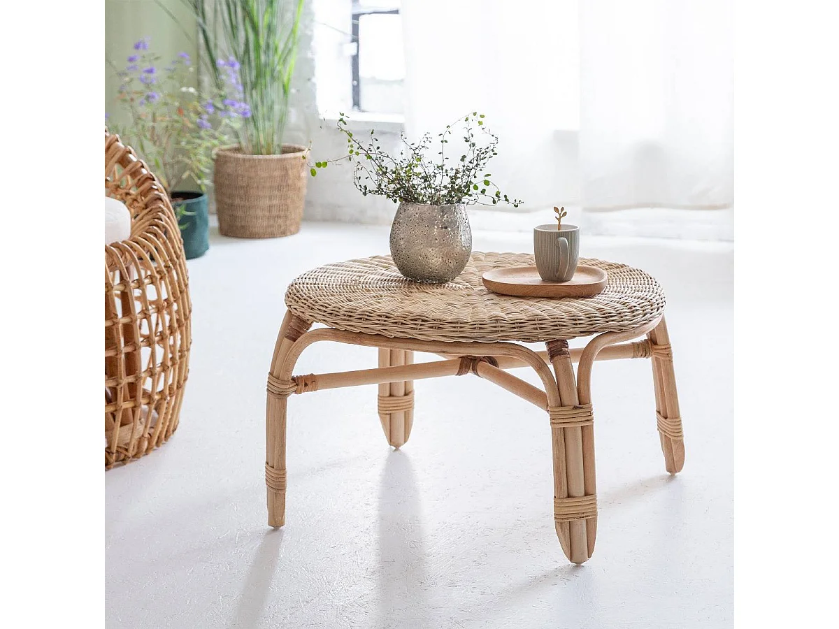 Table basse en rotin ronde Nohan