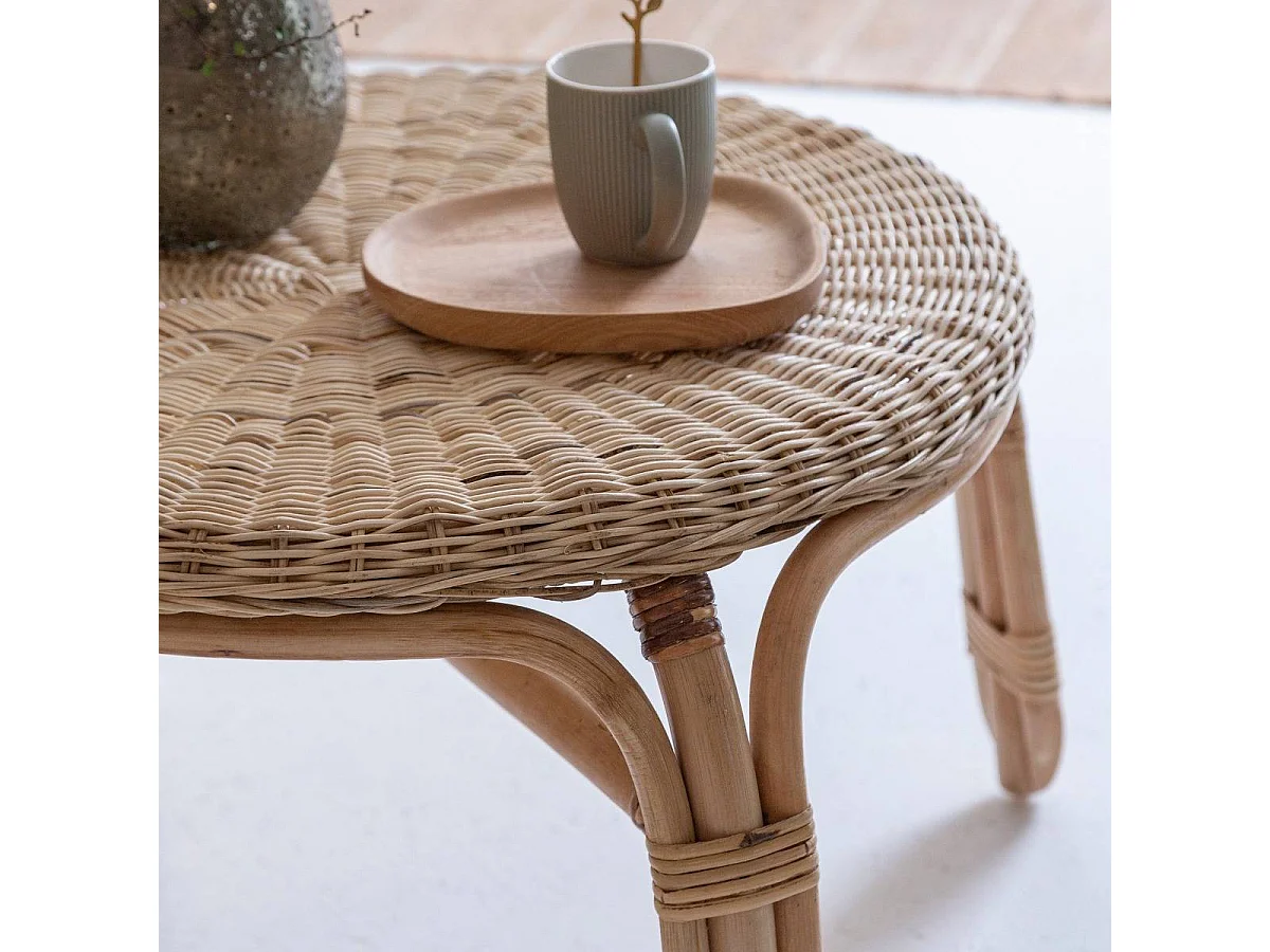 Table basse en rotin ronde Nohan