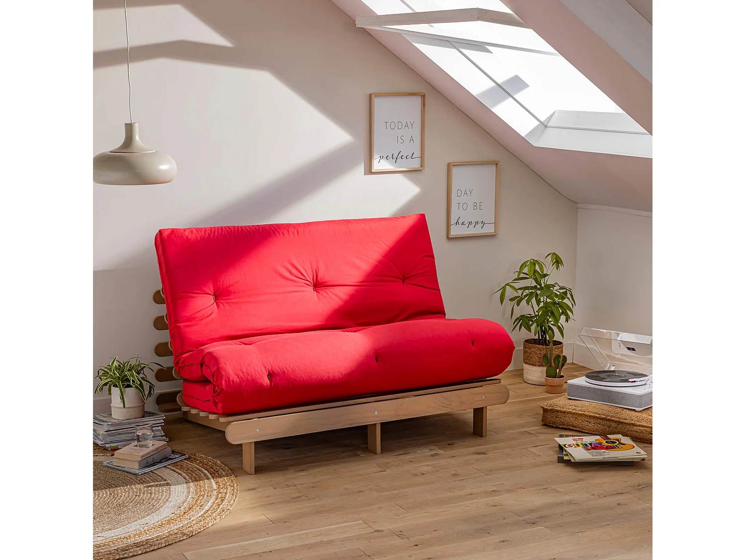 Matelas futon coeur en mousse à mémoire de forme, rouge 180x200