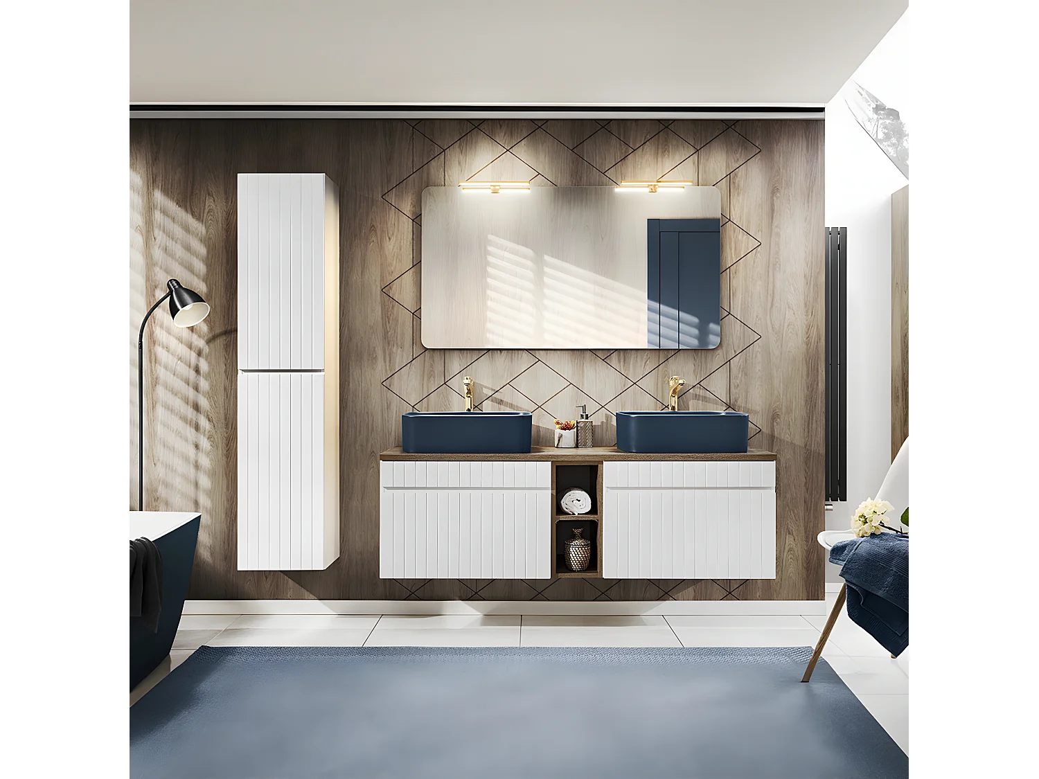 Colonne murale 2 portes Zelie Blanc