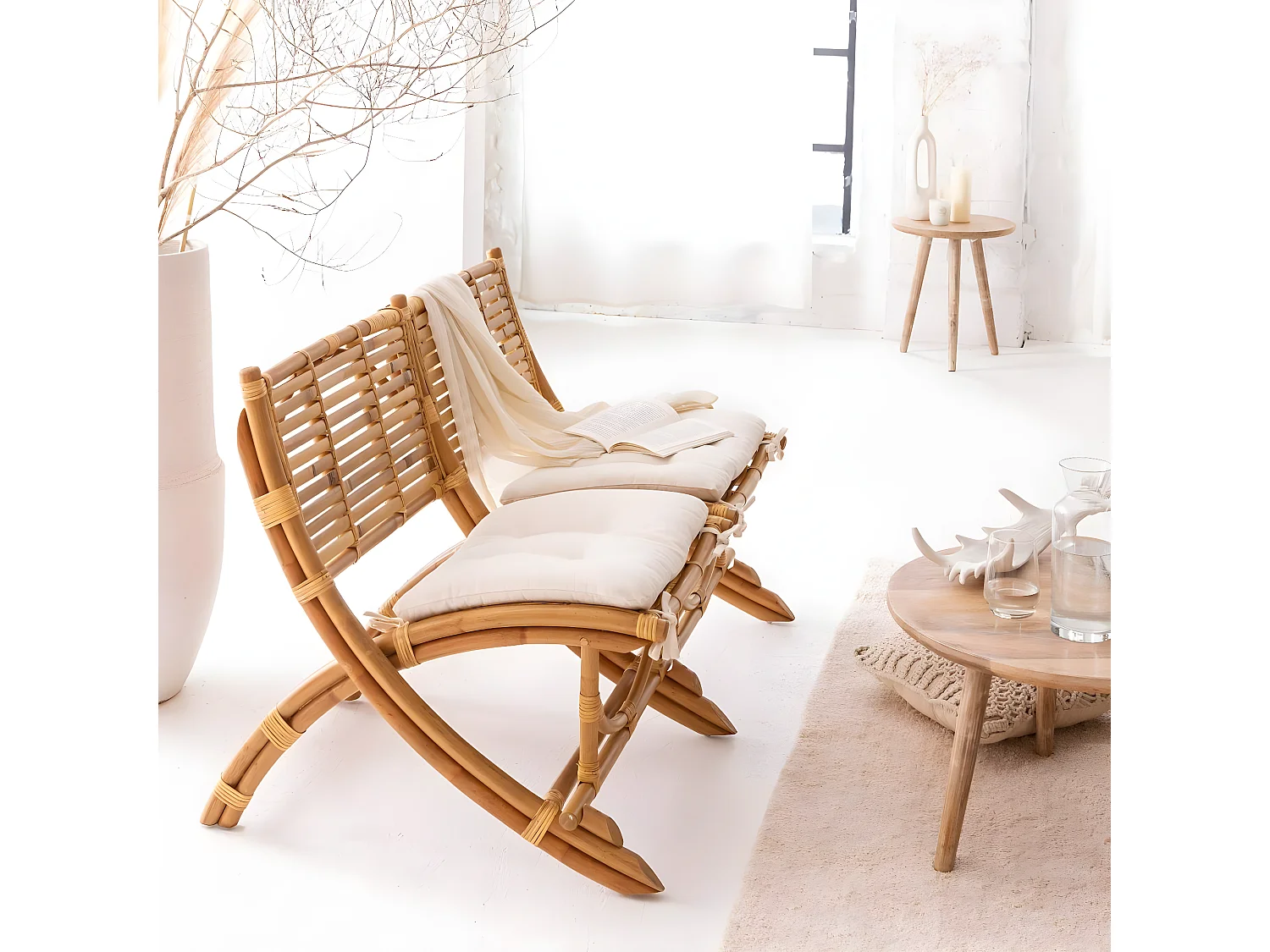 Fauteuil cinéma en rotin 2 places Mayeul