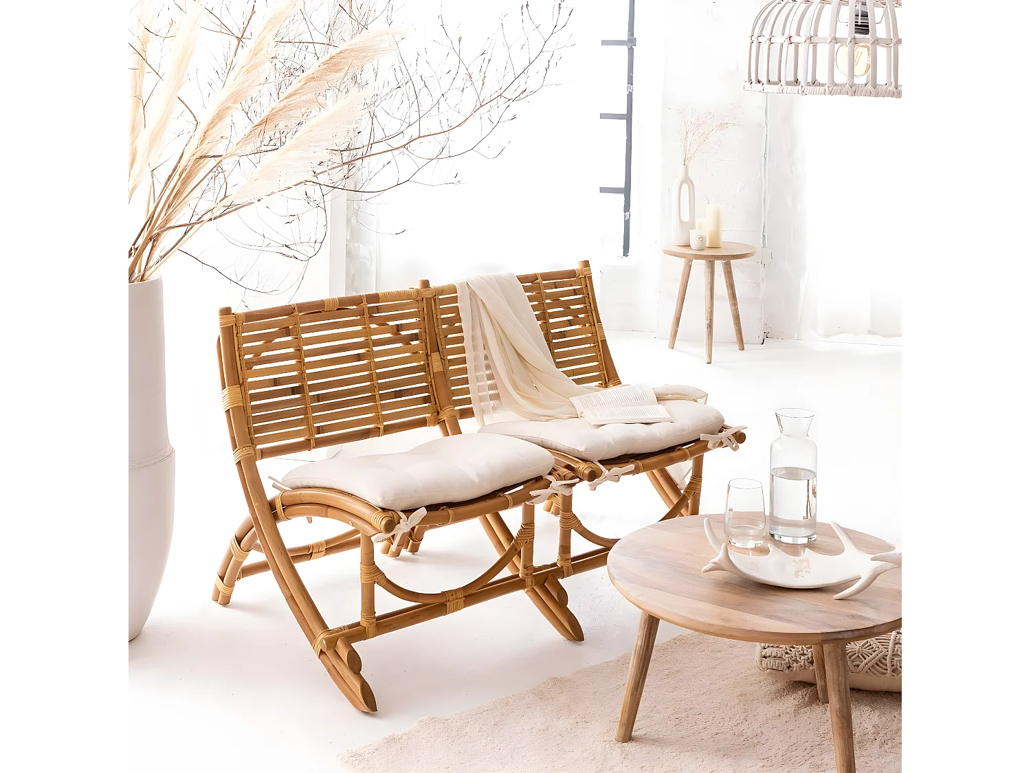 Fauteuil cinéma en rotin 2 places Mayeul