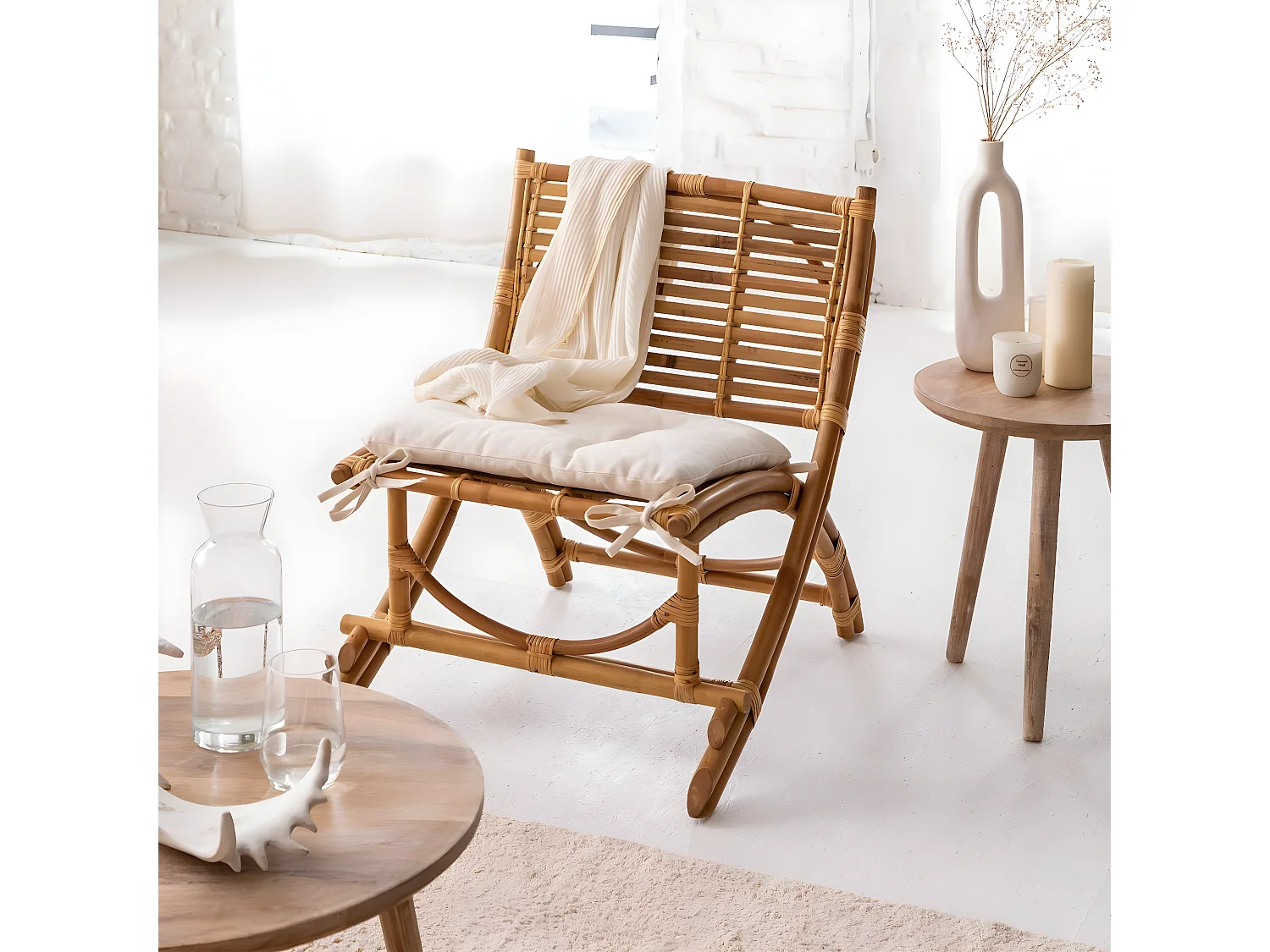 Fauteuil cinéma en rotin 1 place Mayeul