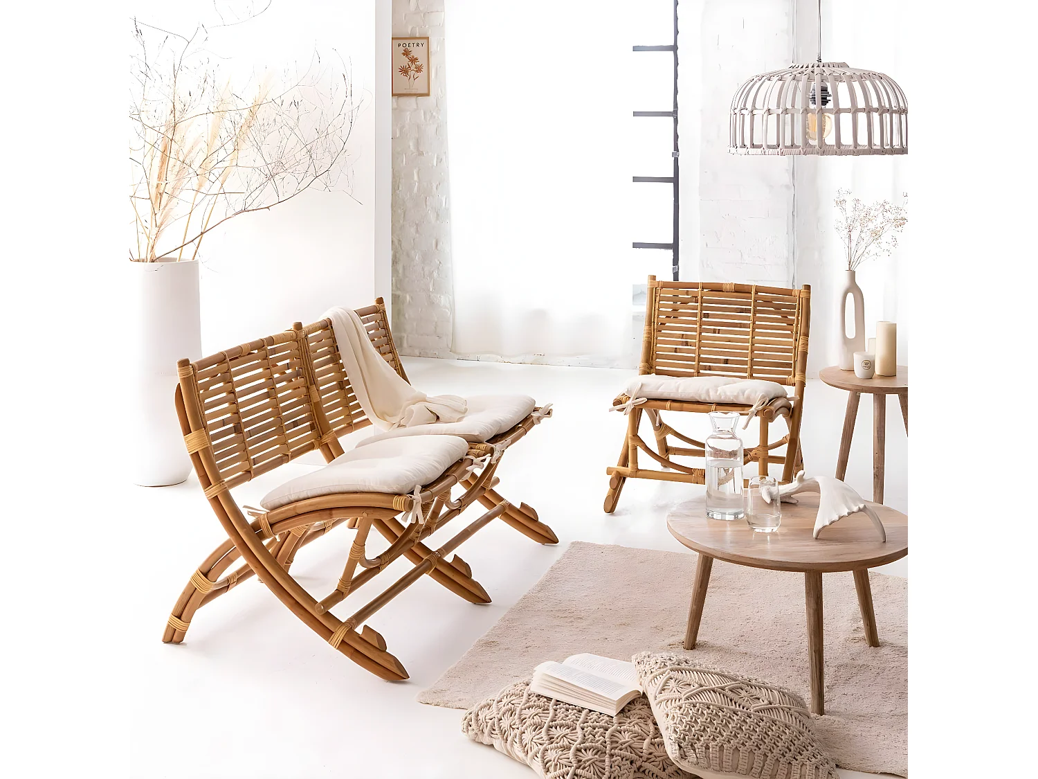 Fauteuil cinéma en rotin 1 place Mayeul