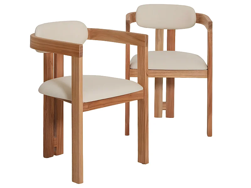 Chaise en bois de mindy et tissu bouclette Suzie (lot de 2)