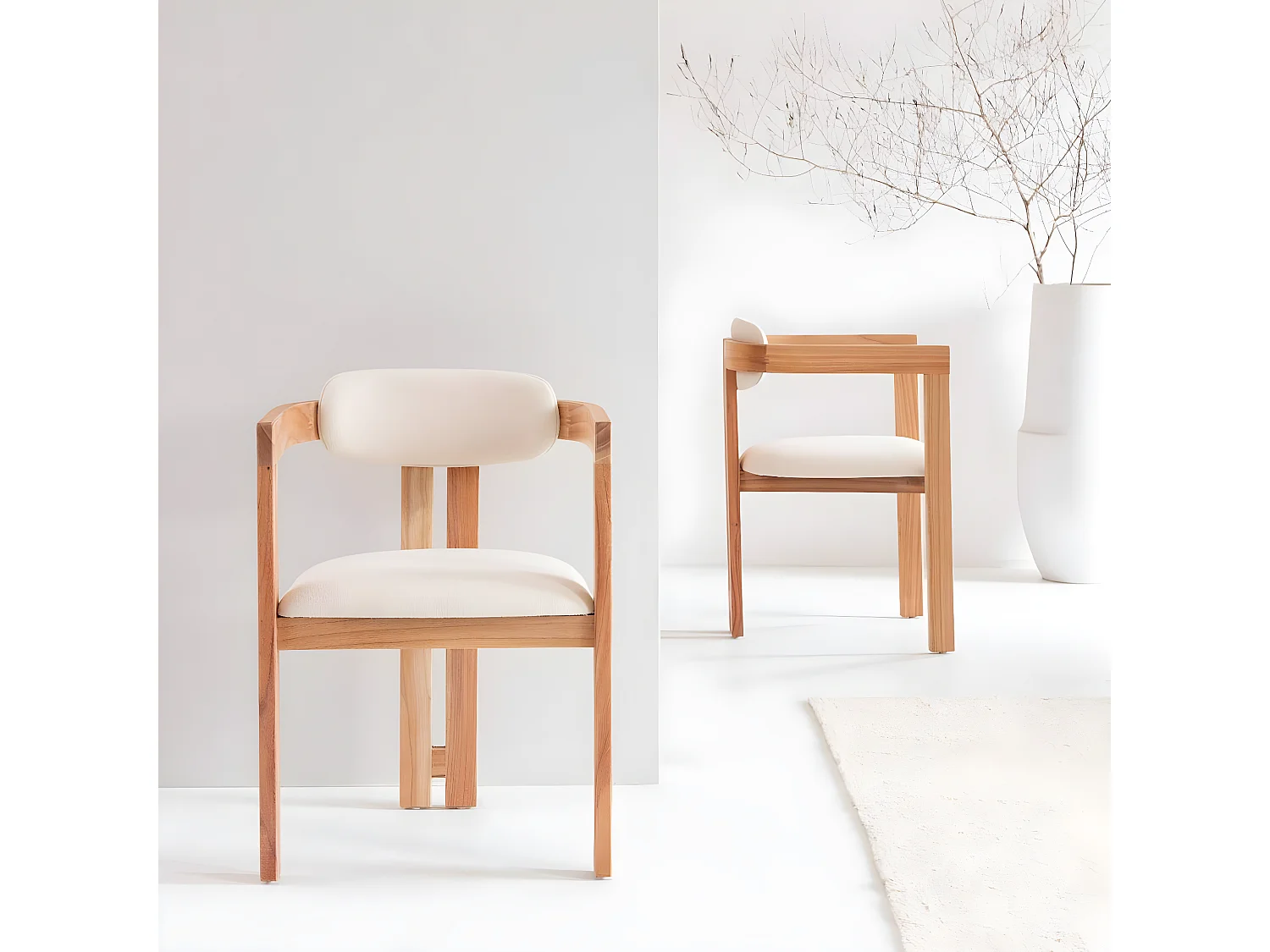 Juego de 2 sillas de madera mindy y tela bouclette Suzie para un estilo elegante y moderno