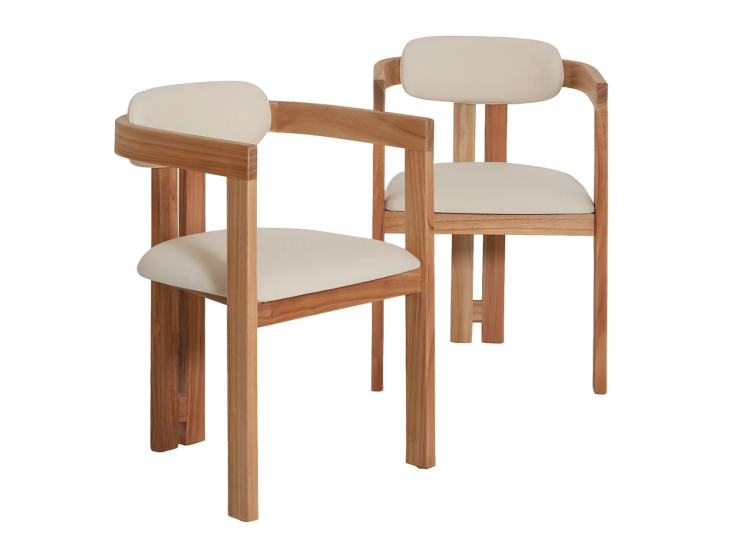 Chaise en bois de mindy et tissu bouclette Suzie (lot de 2)