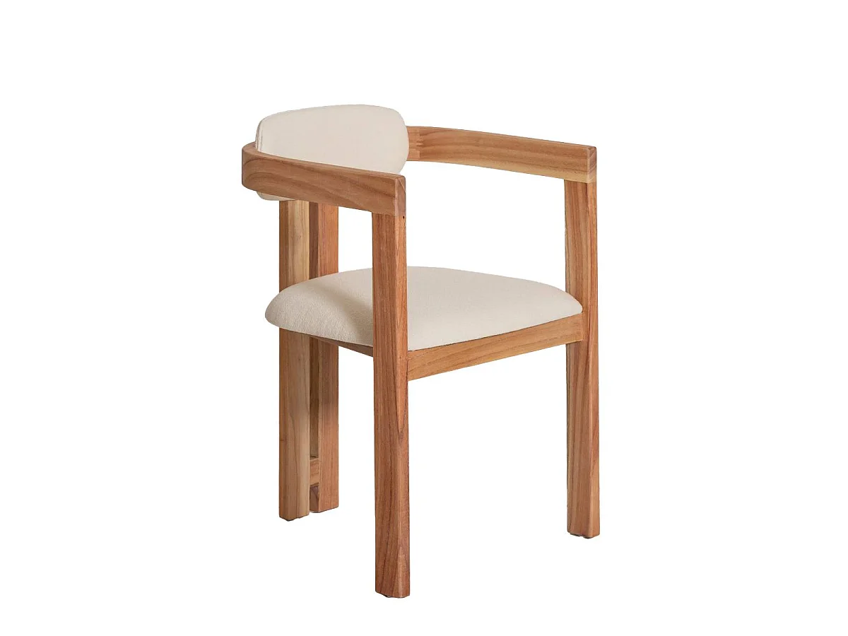 Chaise en bois de mindy et tissu bouclette Suzie (lot de 2)