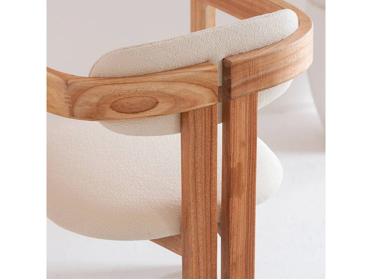 Chaise en bois de mindy et tissu bouclette Suzie (lot de 2)