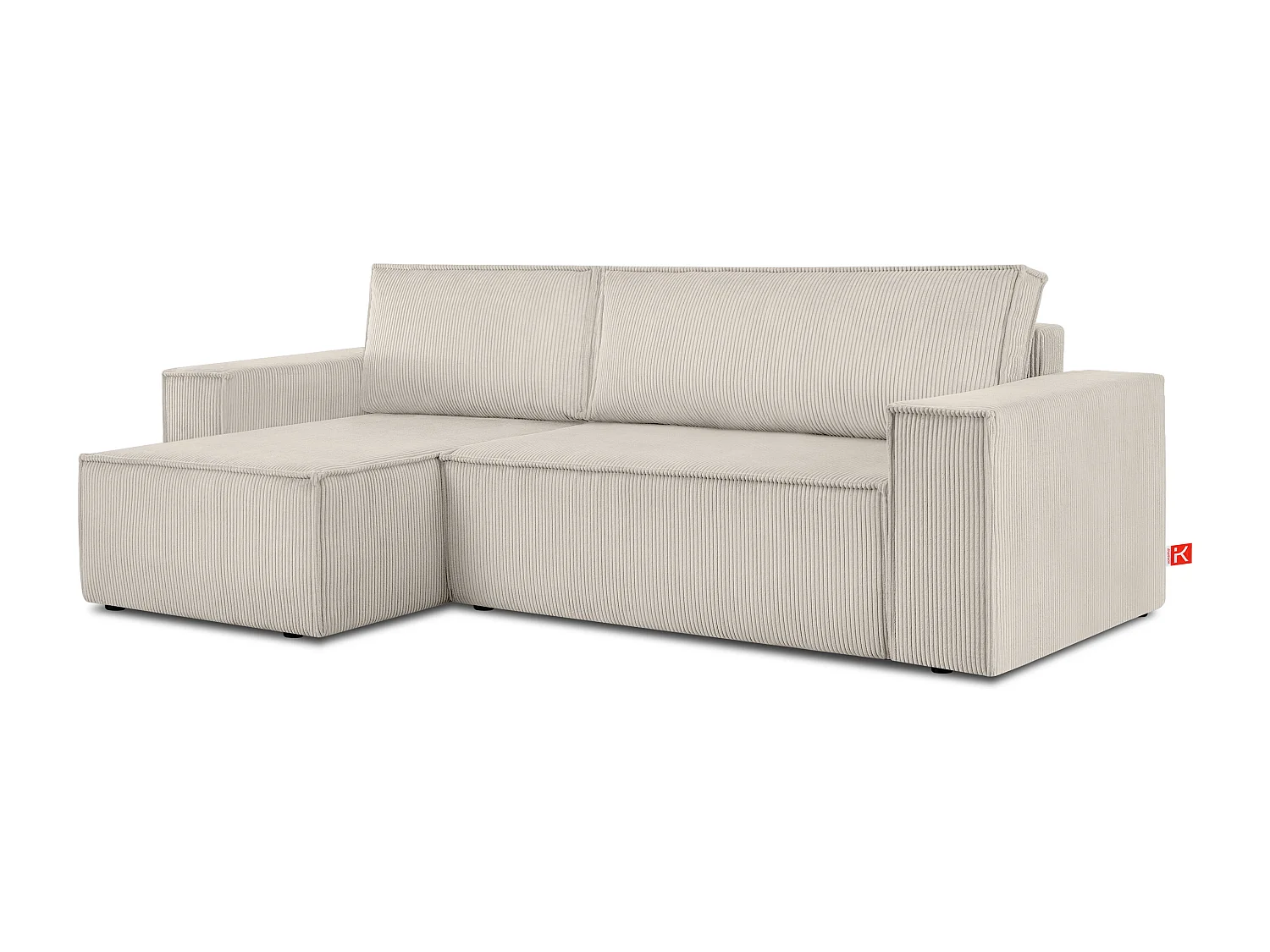 Ecksofa Big links/rechts - Schlaffunktion mit Cordbezug - cremig - NAPI