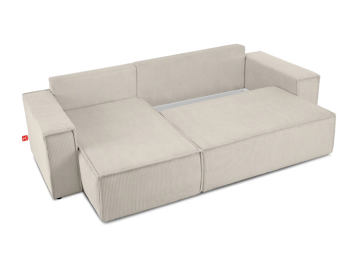 Ecksofa Big links/rechts - Schlaffunktion mit Cordbezug - cremig - NAPI