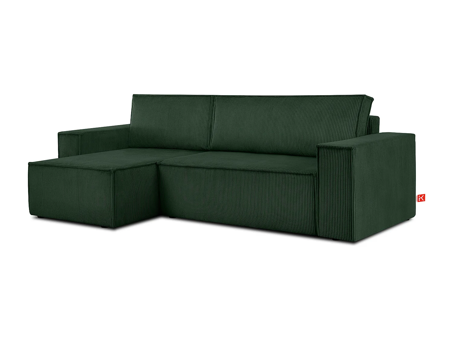 Ecksofa Big links/rechts - Schlaffunktion mit Cordbezug - dunkelgrün - NAPI