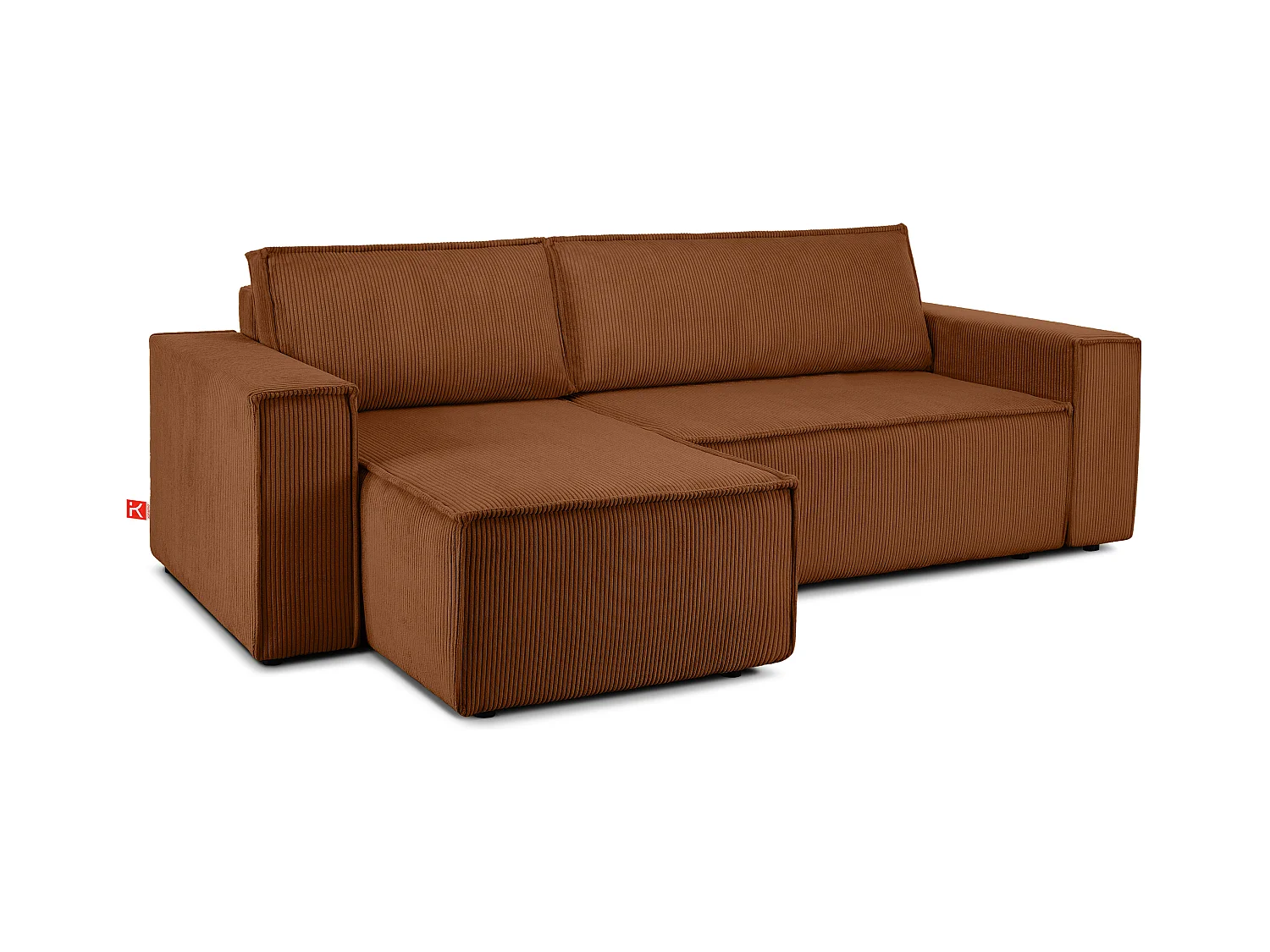 Ecksofa Big links/rechts - Schlaffunktion mit Cordbezug - rot - NAPI