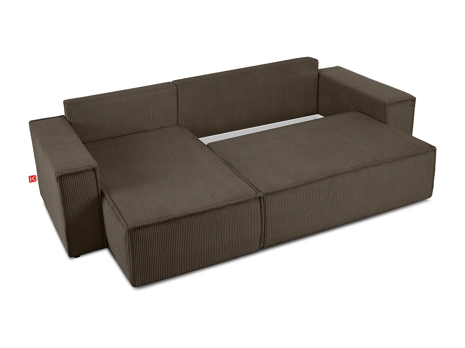 Ecksofa Big links/rechts - Schlaffunktion mit Cordbezug - braun - NAPI