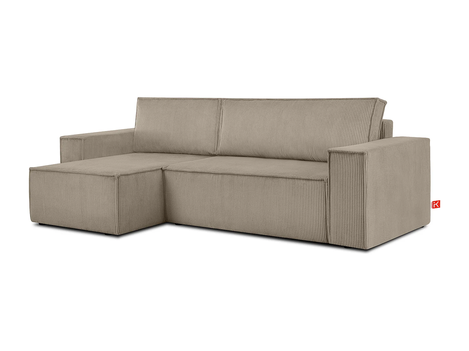 Ecksofa Big links/rechts - Schlaffunktion mit Cordbezug - Beige - NAPI