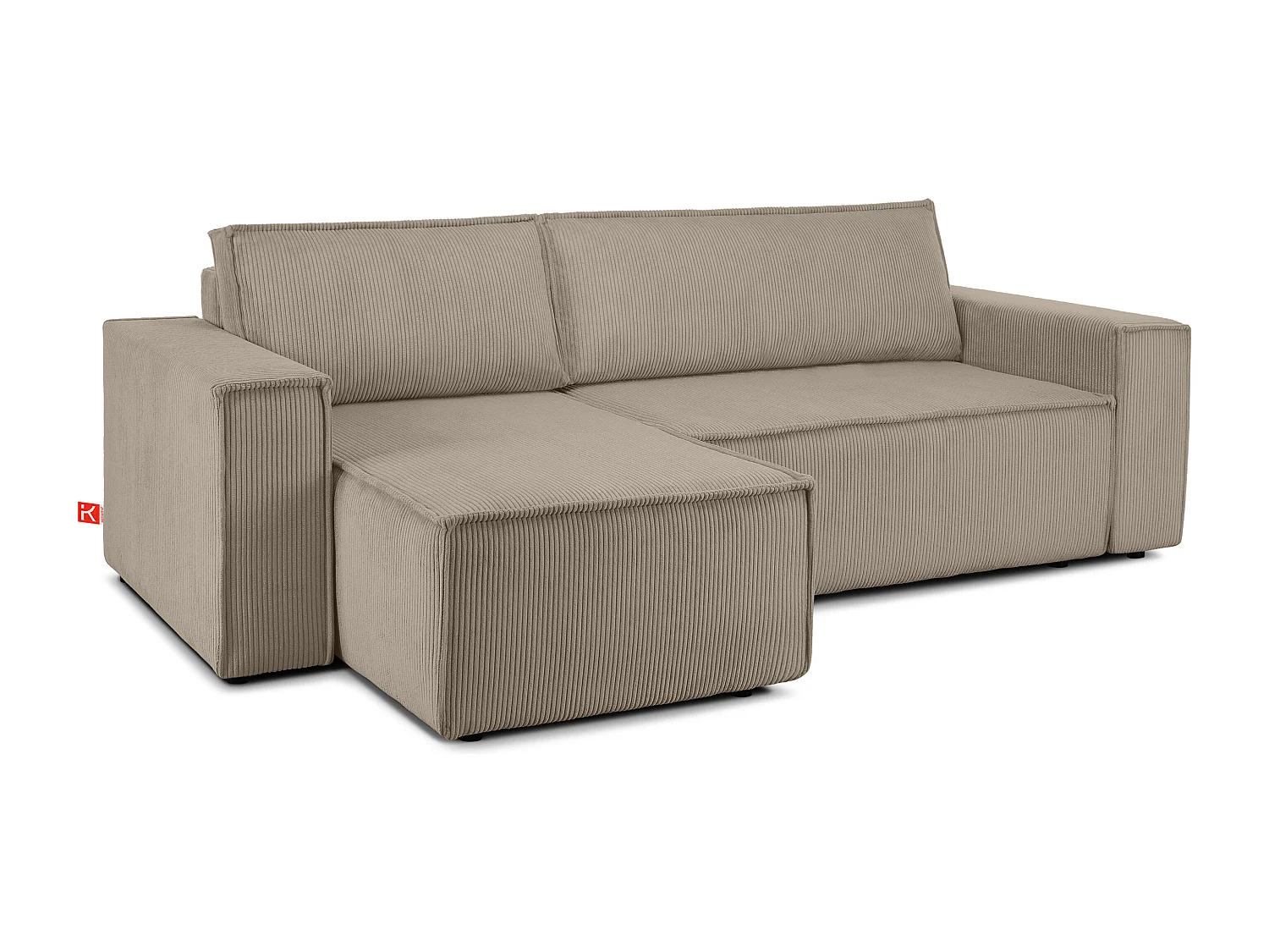 Ecksofa Big links/rechts - Schlaffunktion mit Cordbezug - Beige - NAPI