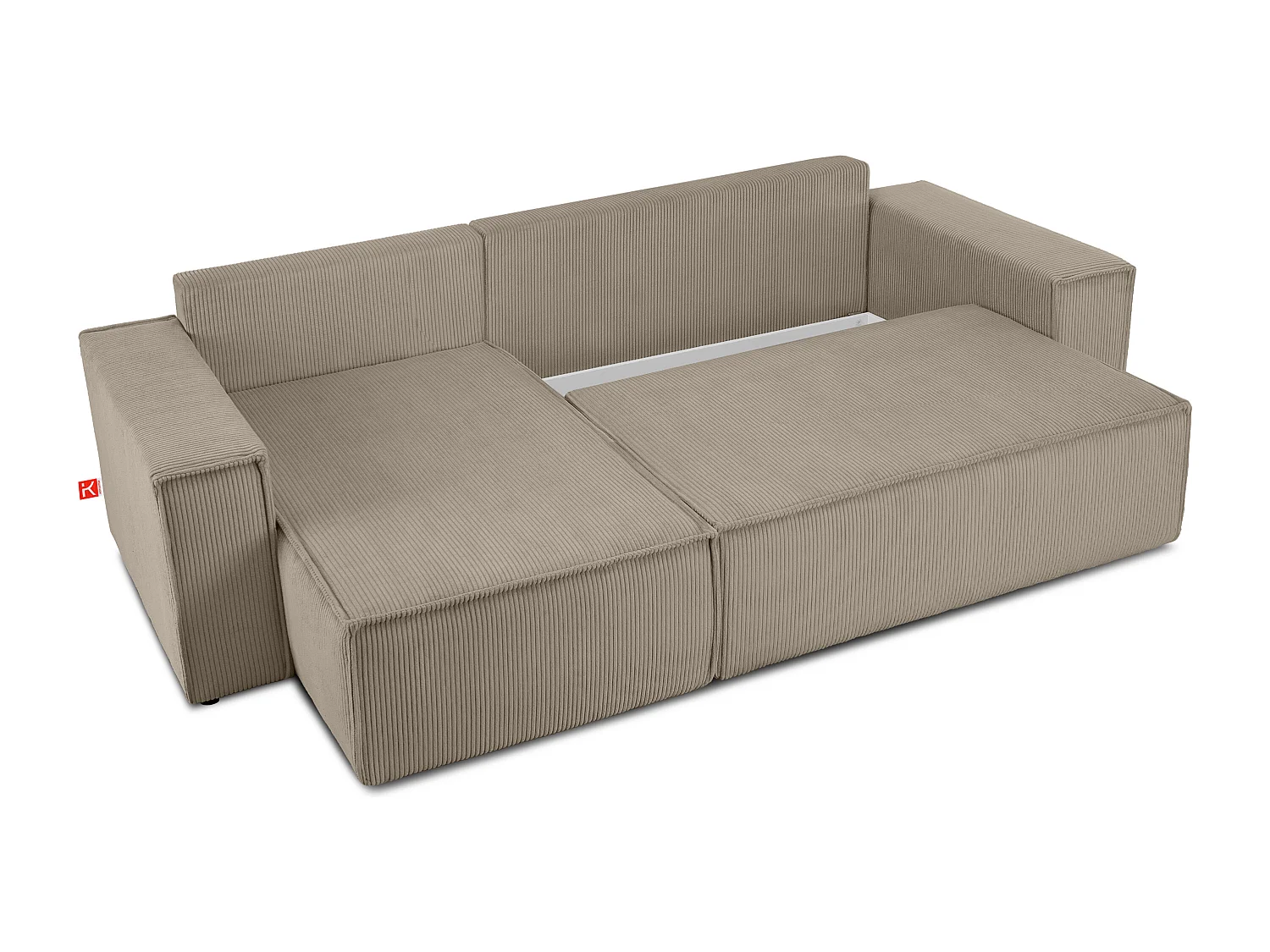 Ecksofa Big links/rechts - Schlaffunktion mit Cordbezug - Beige - NAPI