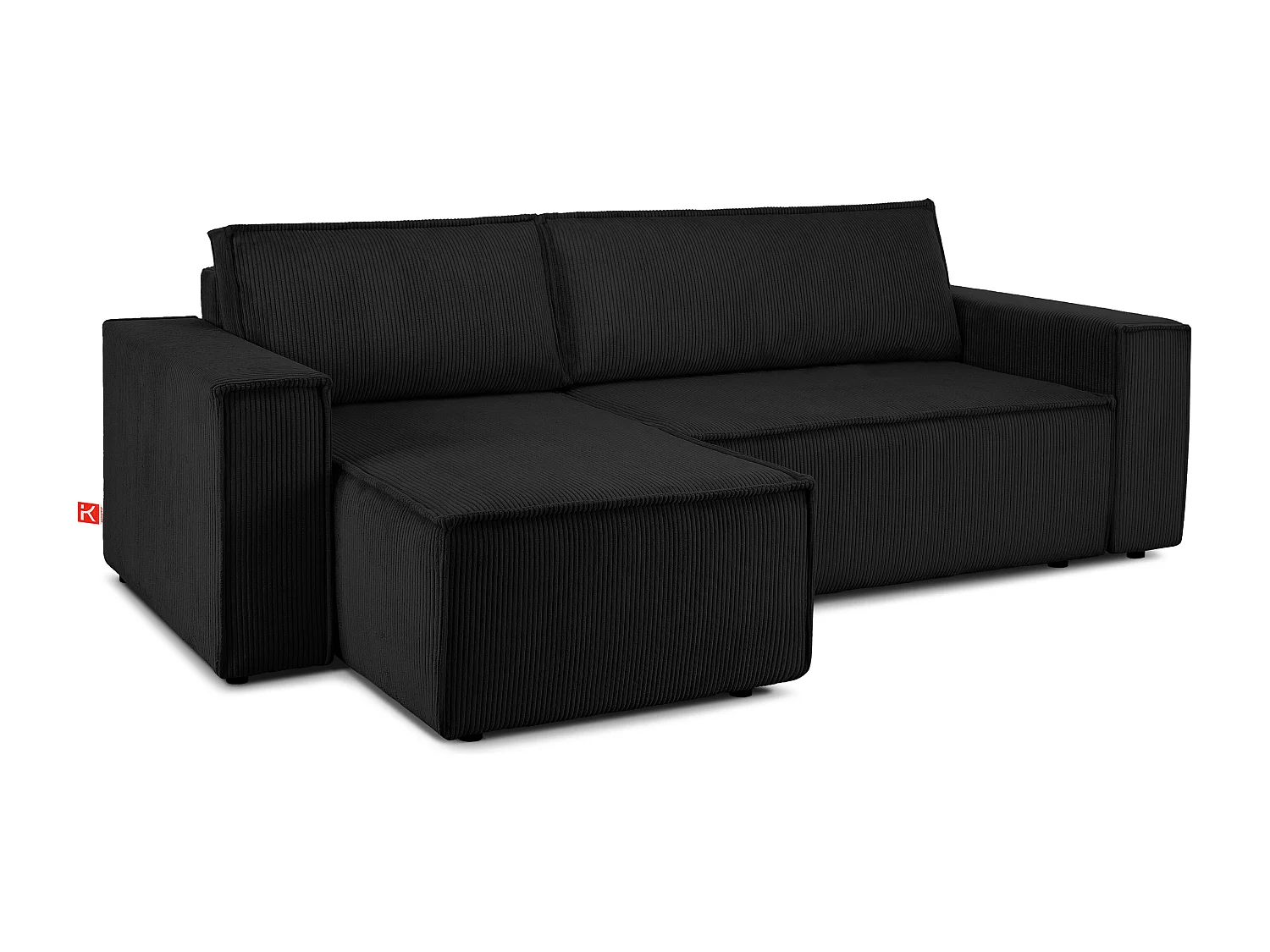 Ecksofa Big links/rechts - Schlaffunktion mit Cordbezug - Schwarz - NAPI