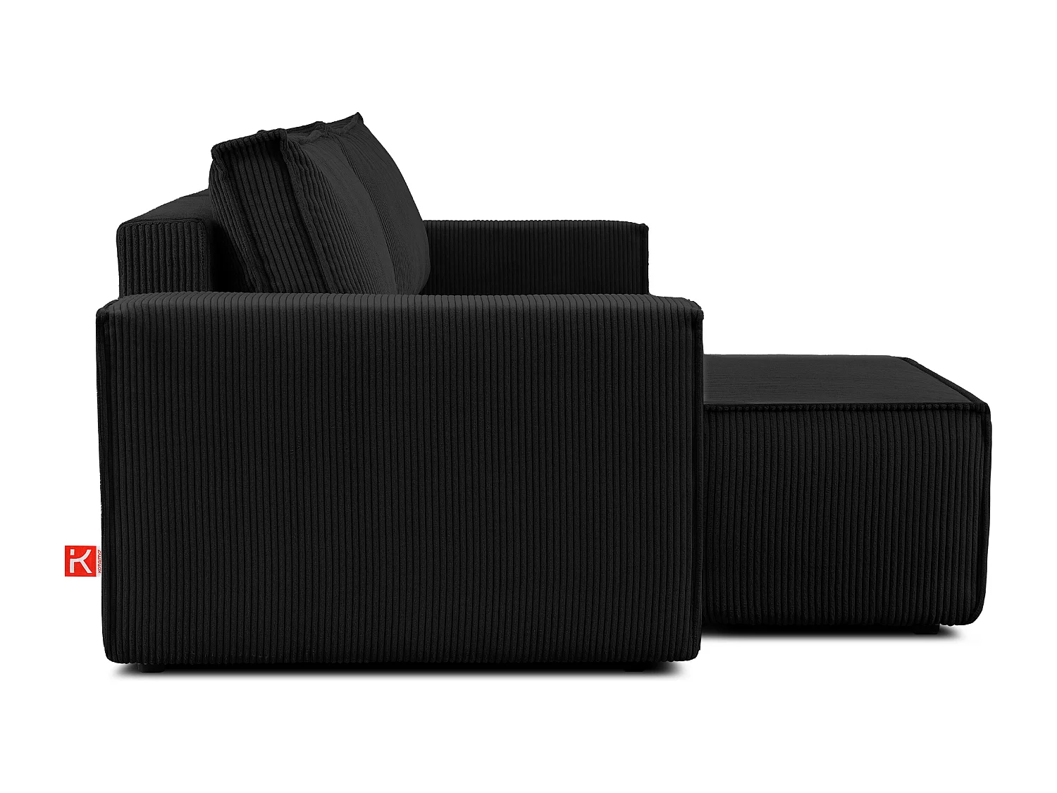 Ecksofa Big links/rechts - Schlaffunktion mit Cordbezug - Schwarz - NAPI