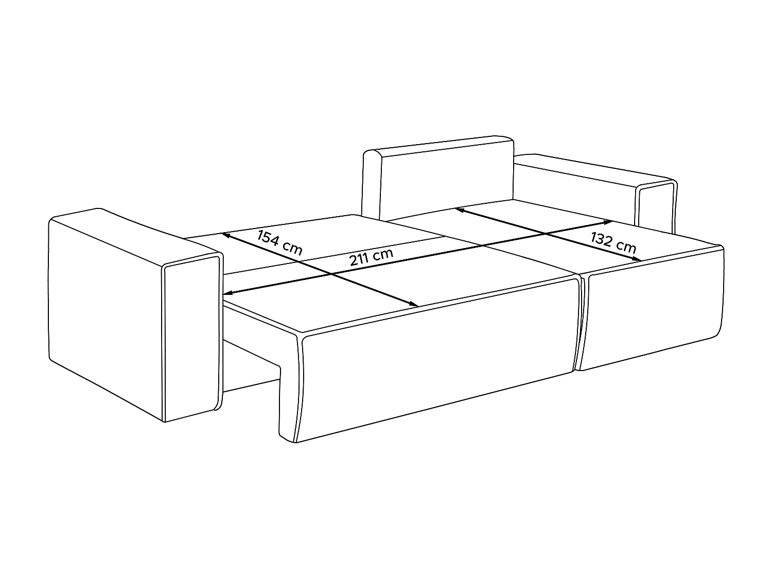 Ecksofa Big links/rechts - Schlaffunktion mit Cordbezug - Schwarz - NAPI