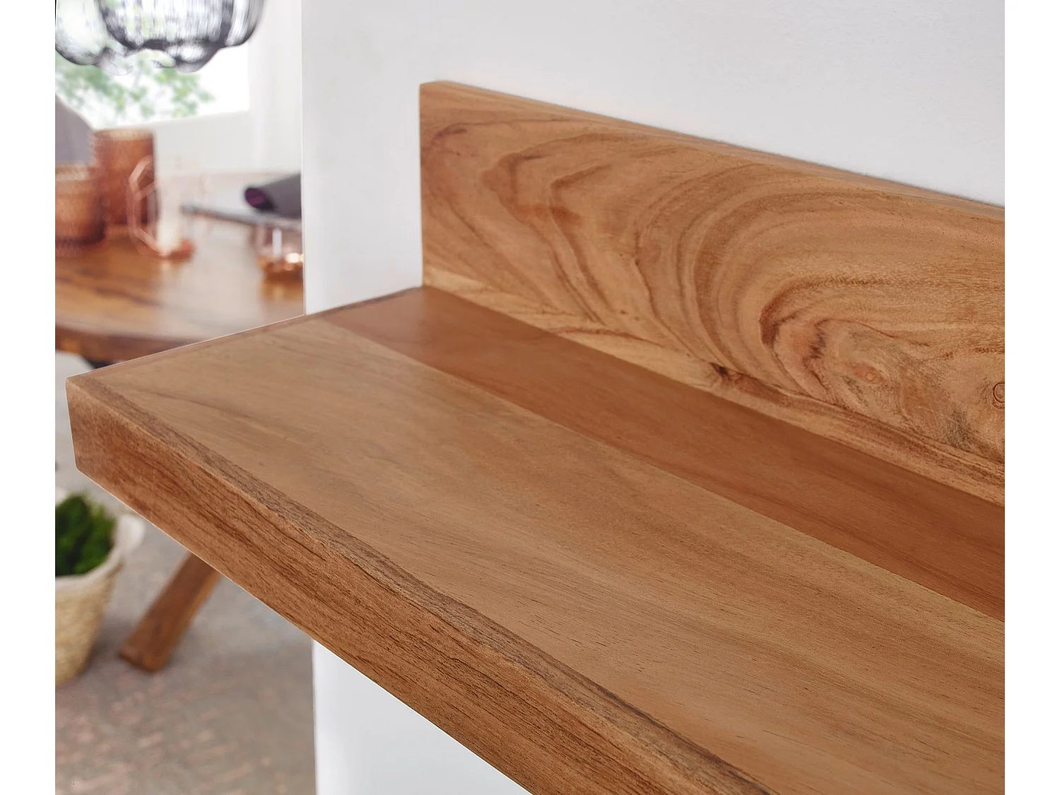 Wandregal Massivholz Akazie Holzregal Landhausstil Wandboard Hängeregal