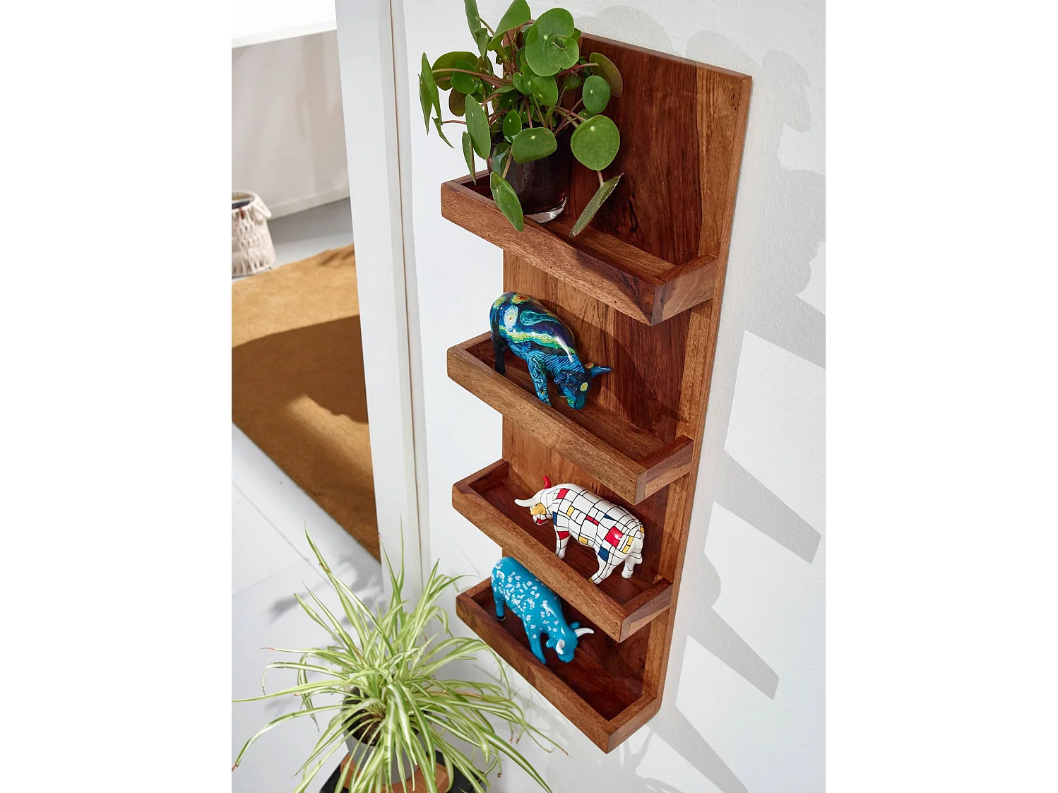 Wandregal  Hängeregal Holz Massiv 30x80x10 cm Regal Schweberegal Groß