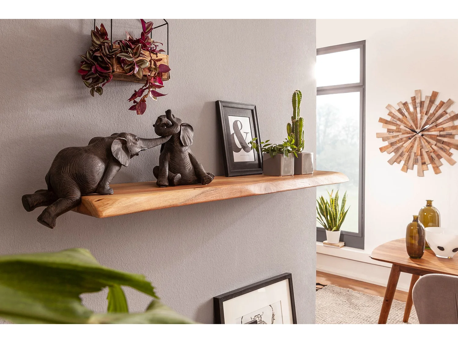 étagère murale bord d'arbre design bois d'acacia étagère flottante solide nature