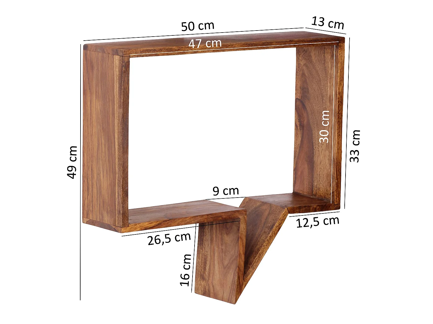 Étagère murale Lot de 2 Bois Massif Étagère Sheesham Étagère à livres