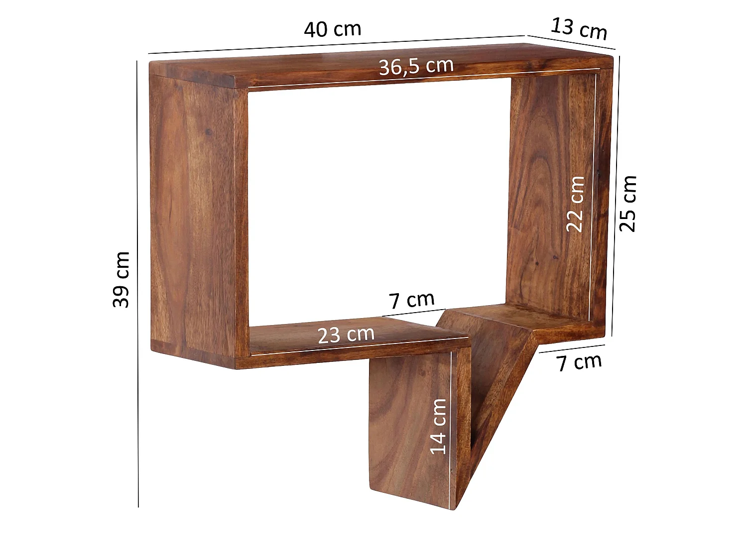 Étagère murale Lot de 2 Bois Massif Étagère Sheesham Étagère à livres