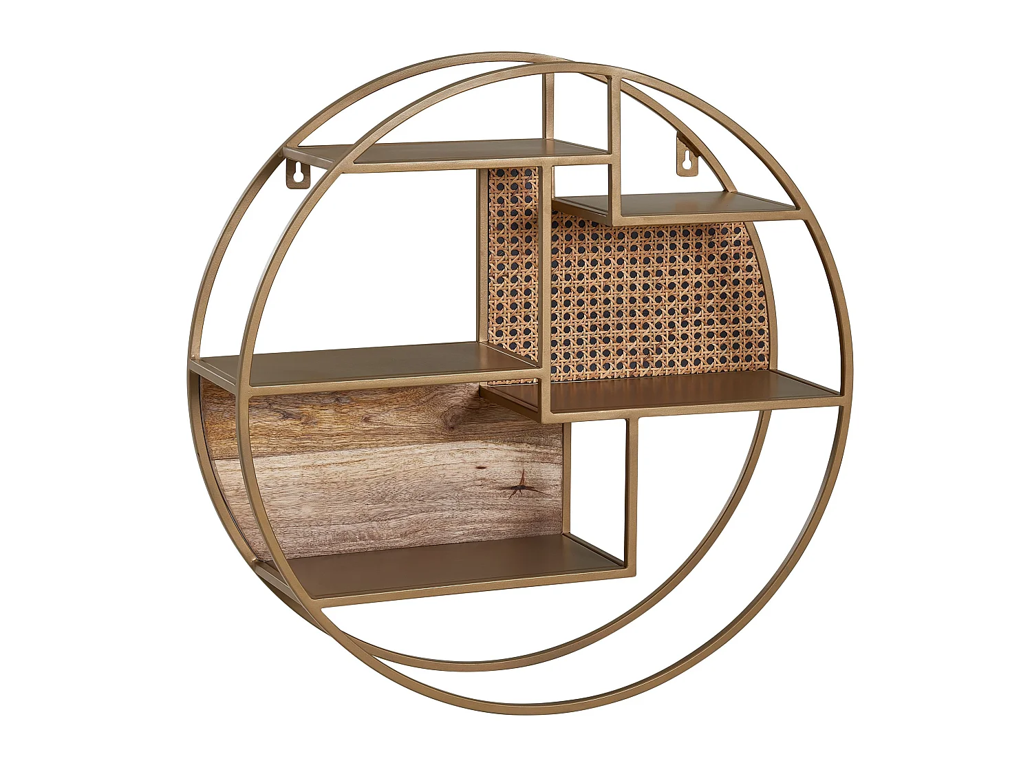 Étagère Murale 62 cm Ronde Bois Massif et Metal Industrielle Pour le Mur