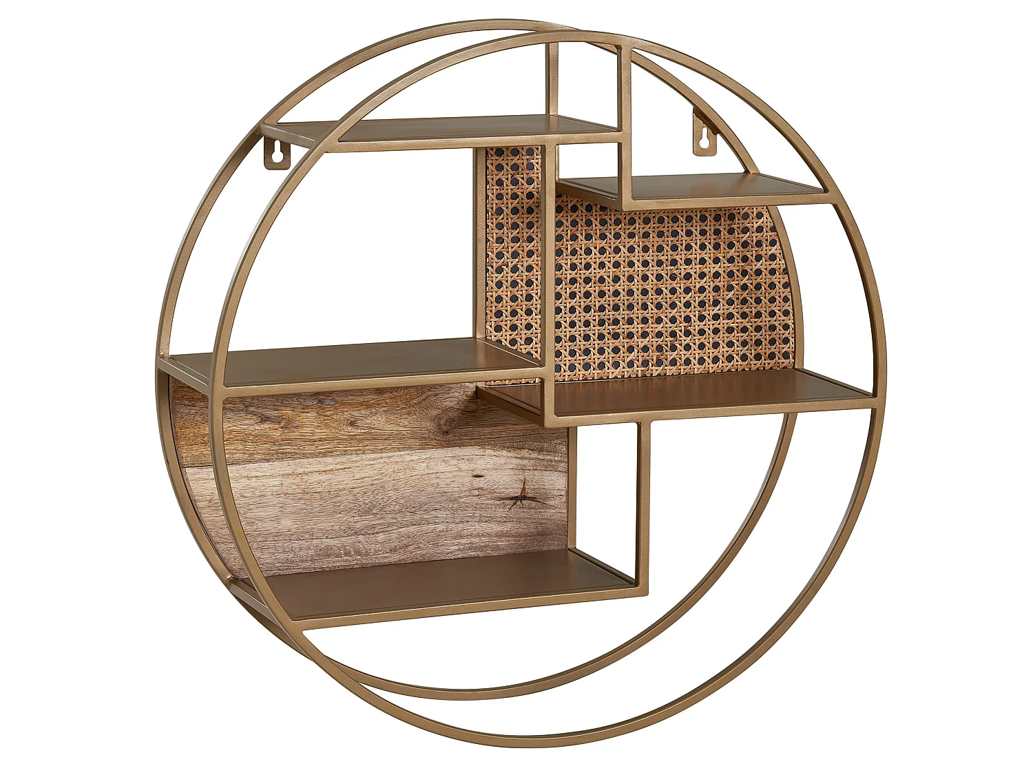 Étagère Murale 62 cm Ronde Bois Massif et Metal Industrielle Pour le Mur