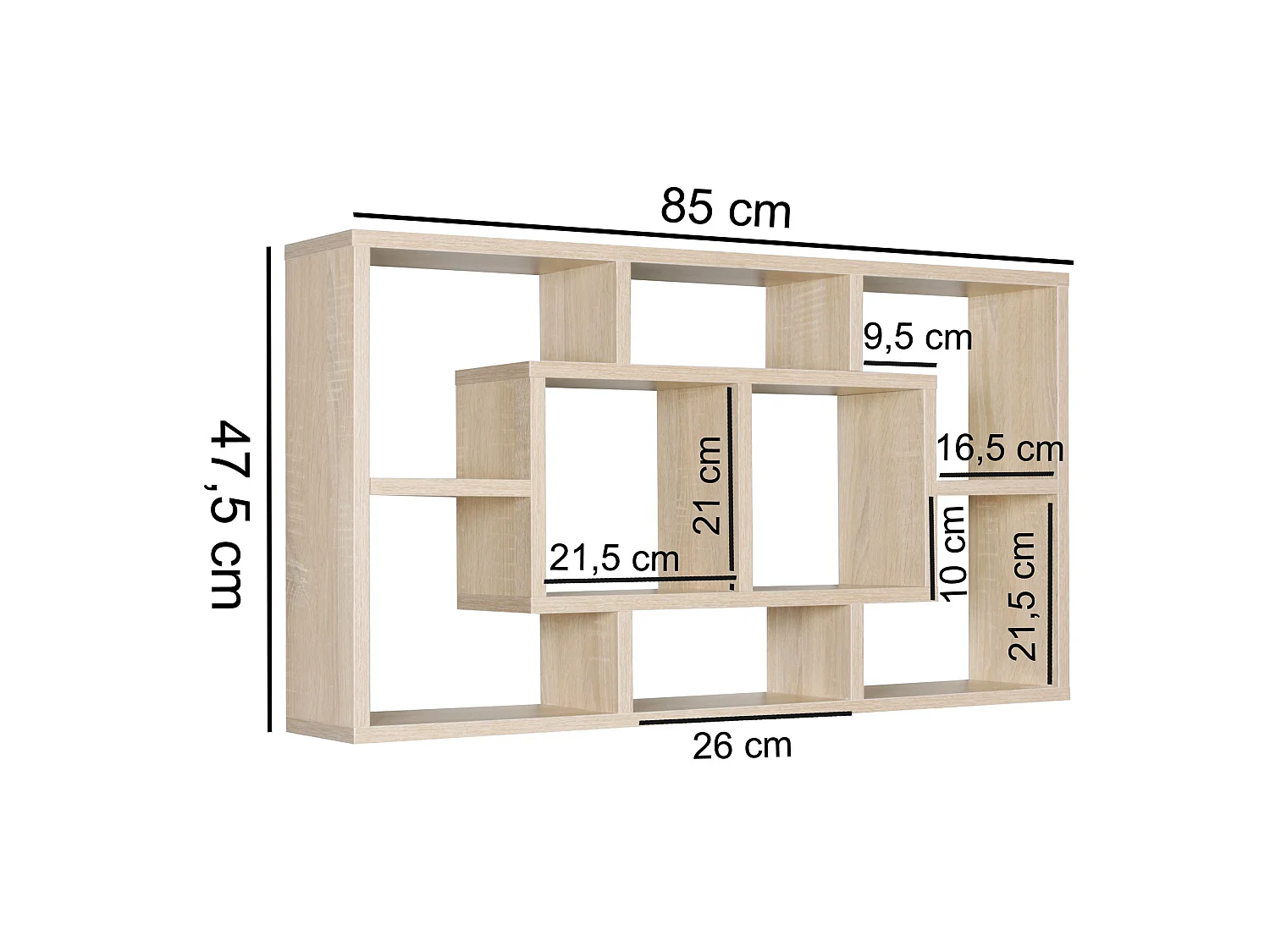 Étagère Murale 85x47,5x16 cm Étagère Suspendue Flottante Design Moderne
