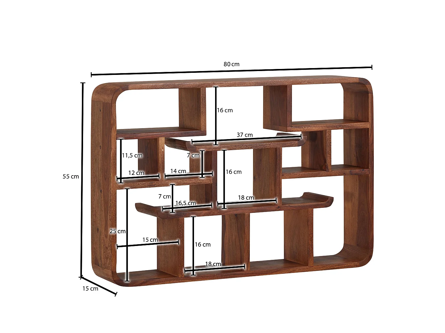 Étagère Murale Bois Massif 80 cm Étagère à Livres Suspendue Flottante