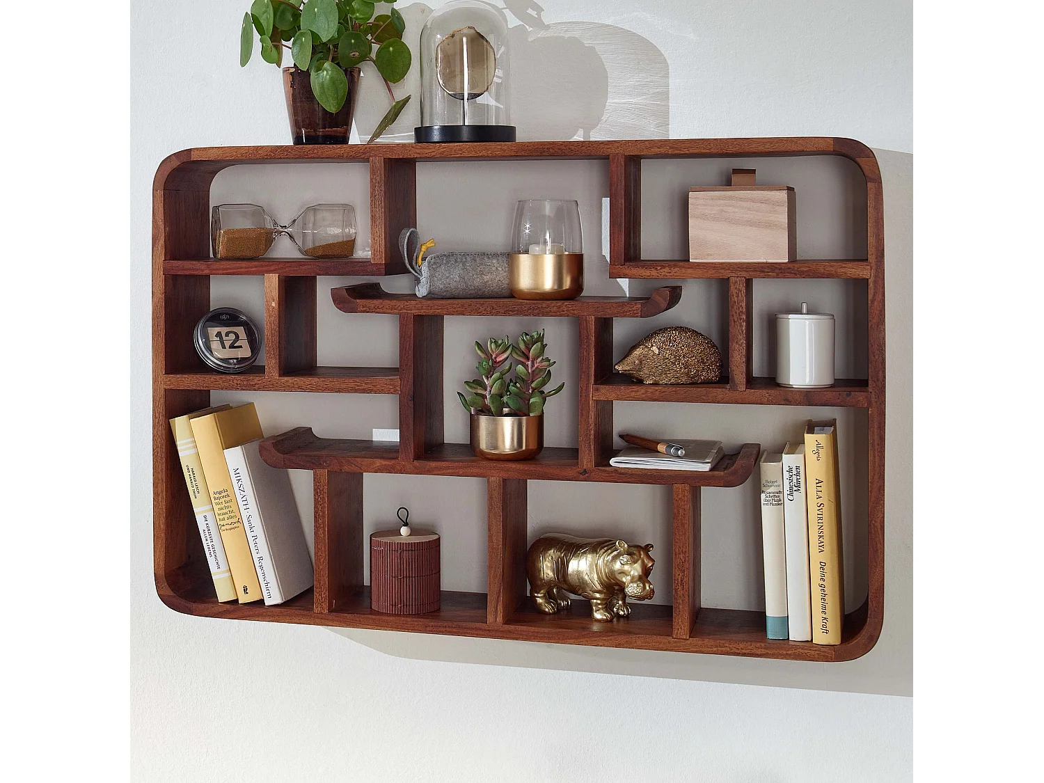 Scaffale Mensola da Muro 80 cm Legno Massello Libreria a Parete Ripiano