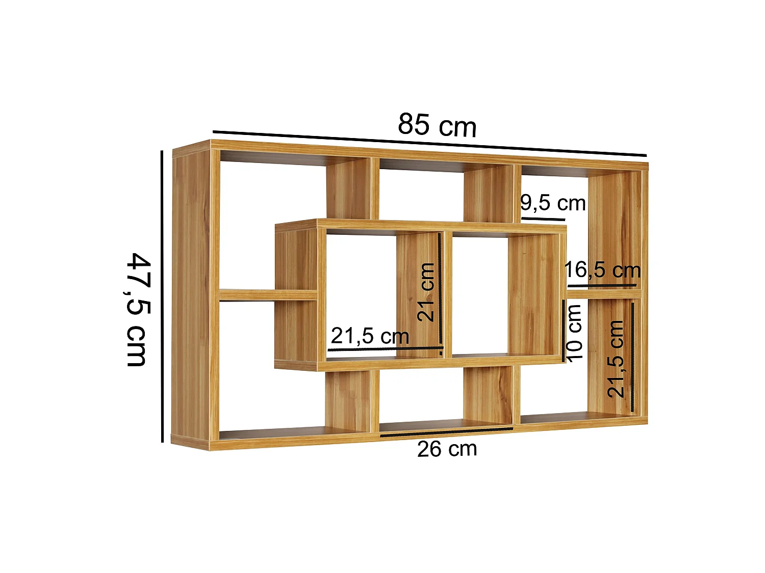 Wandregal PAOLA MDF-Holz Hängeregal Wandboard offen Holzregal Schweberegal eckig