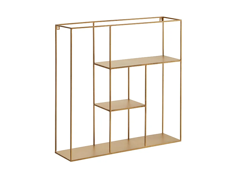 Étagère Murale 68x68x17 cm Carré Métal Moderne Pour Mur Flottante Or