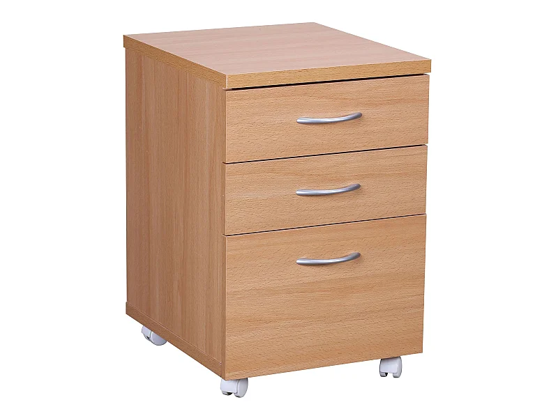 Cassettiera 40 x 60 x 45 cm Legno Ottica di Faggio con 3 Cassetti