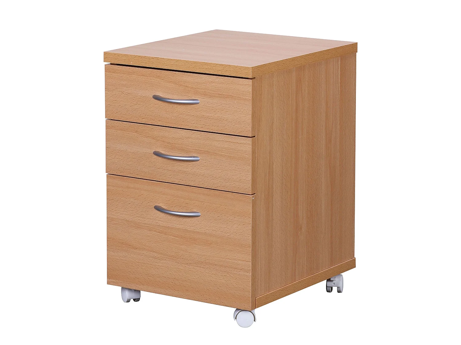 Cassettiera 40 x 60 x 45 cm Legno Ottica di Faggio con 3 Cassetti