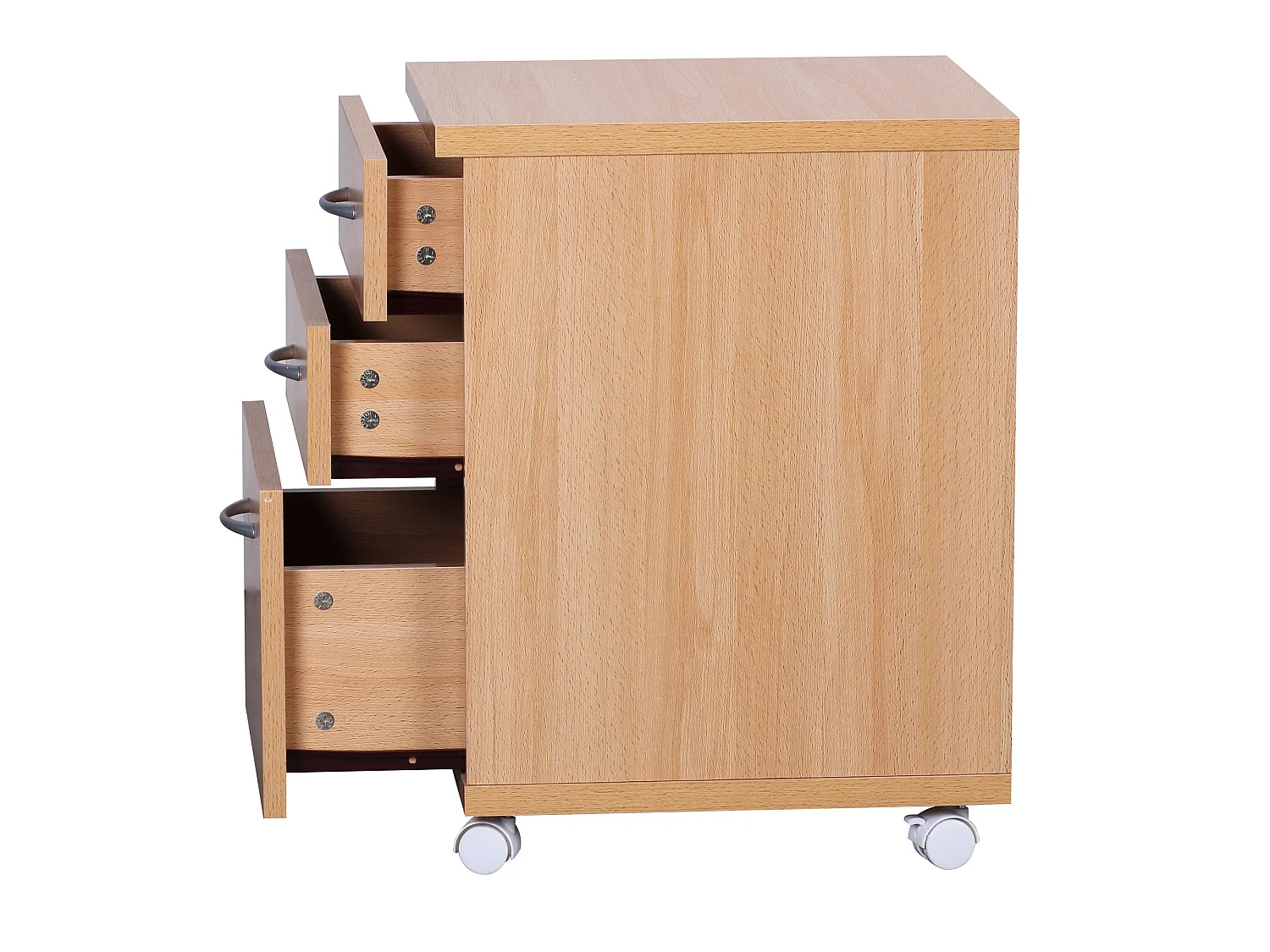 Cassettiera 40 x 60 x 45 cm Legno Ottica di Faggio con 3 Cassetti